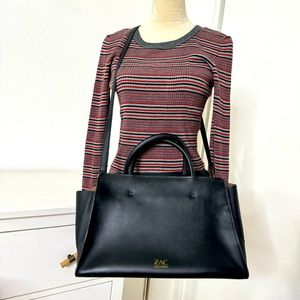 ZAC Zac Posen Leather Medium Black Satchel Bag